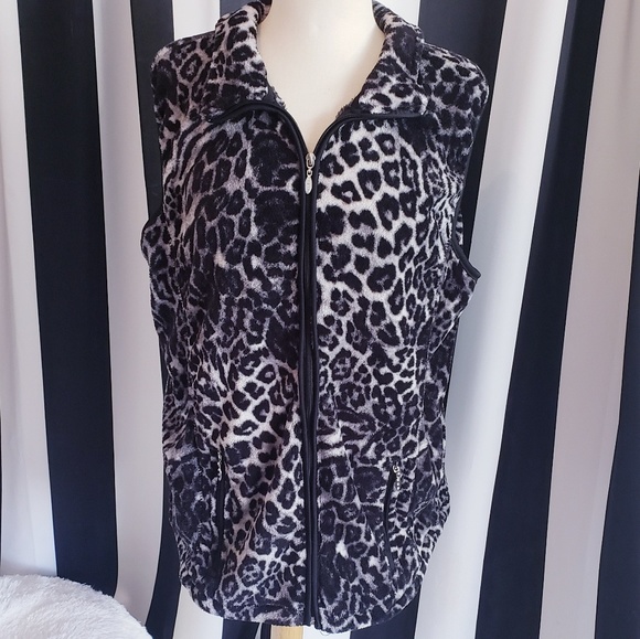 French Laundry Jackets & Blazers - Leopard Zipper Vest